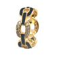 Yellow Gold Plated Over Sterling Silver White Zircon And Black Enamel link Chain Rings