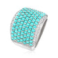 Sterling Silver Campitos Turquoise, White Zircon Gemstone Band Ring