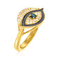 Yellow Gold Plated Over Sterling Silver  London Blue Topaz and White Zircon Evil Eye Rings