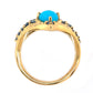 Yellow Gold Plated Over Sterling Silver Sleeping Beauty Turquoise And Ceylon Blue Sapphire Gemstone Band Ring