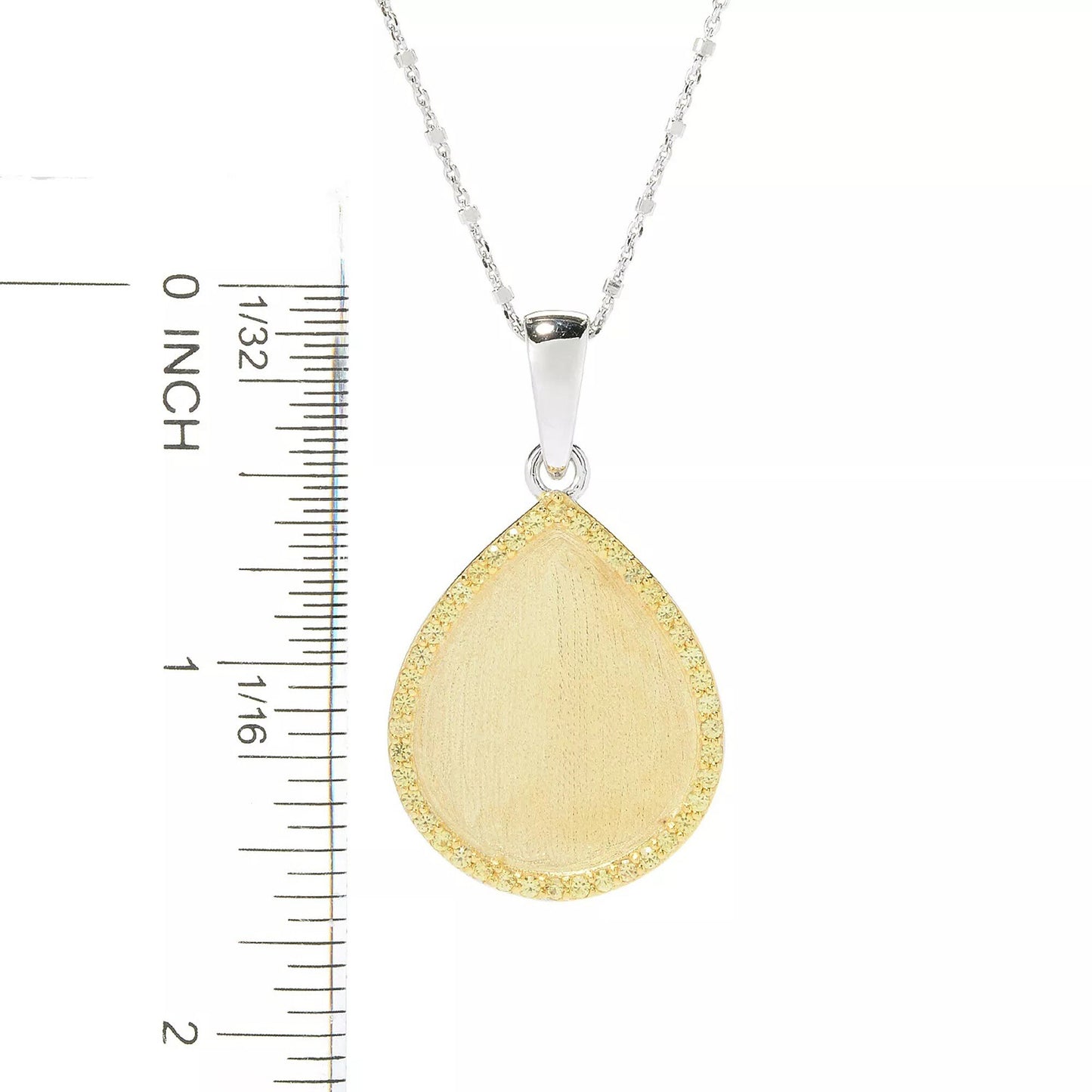 Yellow Sapphire With White Zircon Gemstone Pendant, 925 Sterling Silver Double Sided Pendant, Anniversary Gift, Gift For Her