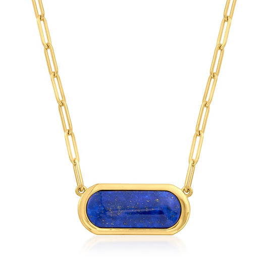 Yellow Over 925 Sterling Silver Lapis Lazulli Necklace