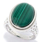 Pinctore Sterling Silver 16 x 12mm Oval Malachite Scrollwork Ring For Women's And Girls