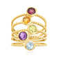 Sterling Silver Over Gold Plated 1.94Ctw Multi Gemstone Set Of 5 Ring For Women's And Girls