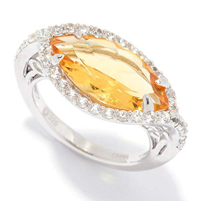 925 Sterling Silver Citrine and White Zircon Gemstone Solitaire Rings