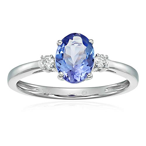 Pinctore 14k White Gold Tanzanite and Diamond Classic Engagement Ring