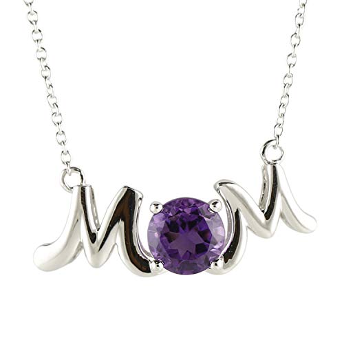Pinctore Rhodium o/Sterling Silver 1.92ctw African Amethyst Mom Pendant Necklace, 18'L