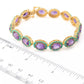 Yellow Gold Plated Over Sterling Silver African Amethyst And Sky Blue Topaz Gemstone Bracelets