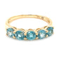 10K Yellow Gold Blue Zircon Gemstone 5-Stone Band Ring