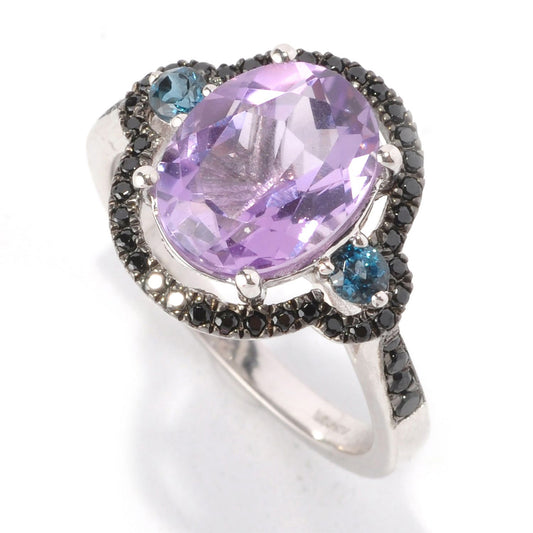 Pinctore Sterling Silver 2.87ctw African Amethyst Cocktail Ring, Size 7
