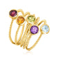 Sterling Silver Over Gold Plated 1.94Ctw Multi Gemstone Set Of 5 Ring For Women's And Girls