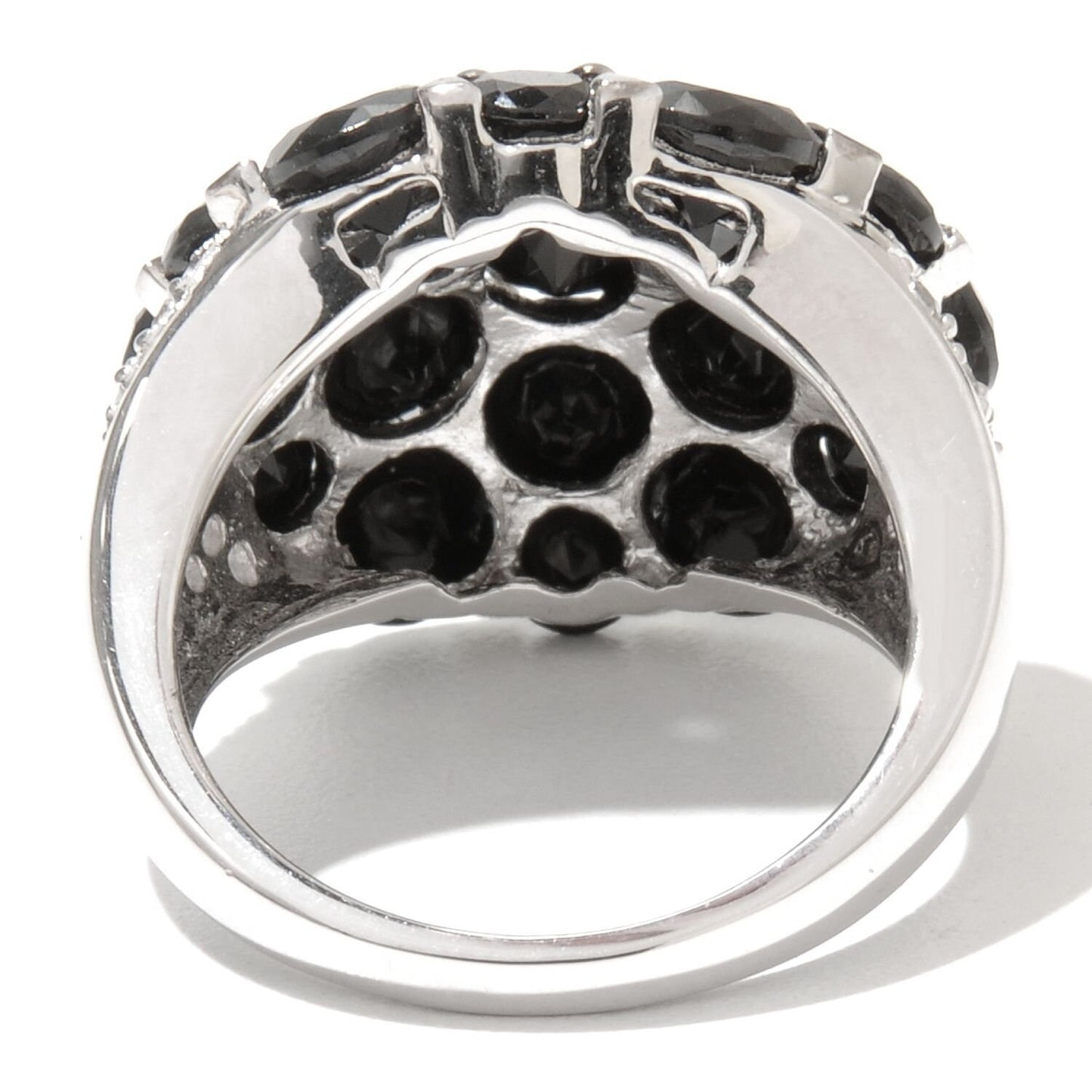 925 Sterling Silver Black Spinel, White Topaz Ring