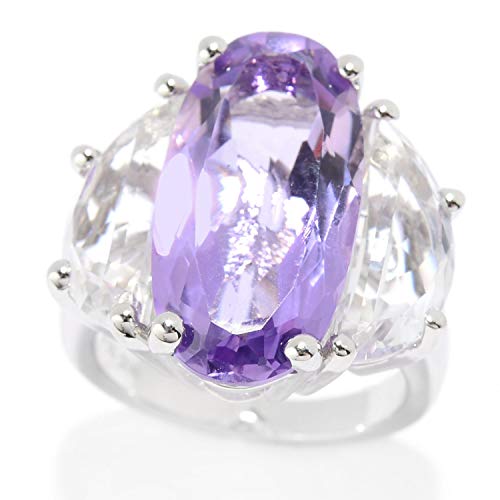 Pinctore Rhodium Over Sterling Silver 12.9ctw Pink Amethyst Ring, Size 7