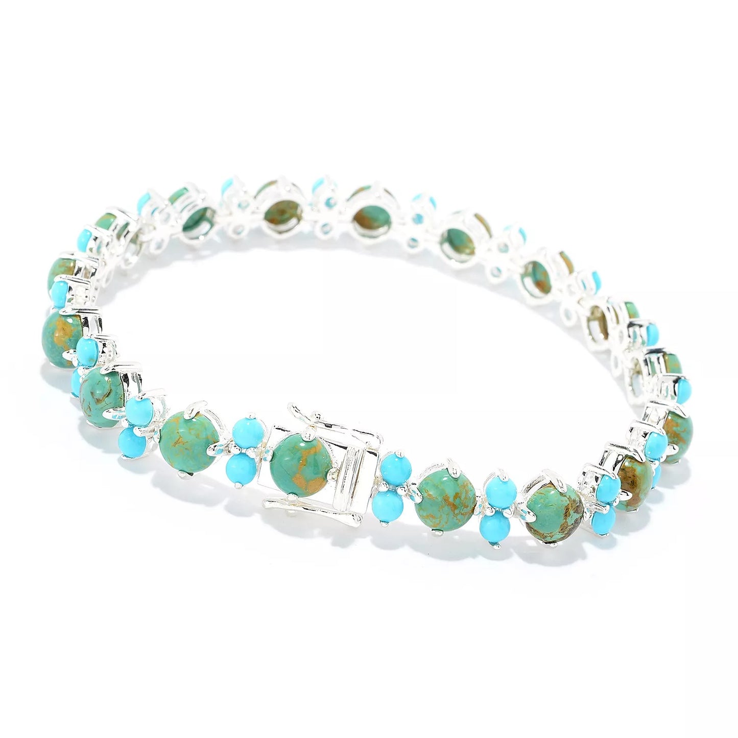 925 Sterling Silver Kingman Green Turquoise, Sleeping Beauty Turquoise Gemstone Bracelet