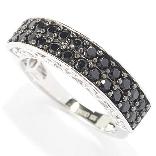 925 Sterling Silver Black Spinel Band Ring US6