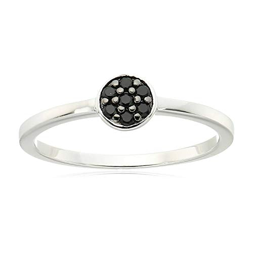 Pinctore Sterling Silver Black Spinel Petite Ring