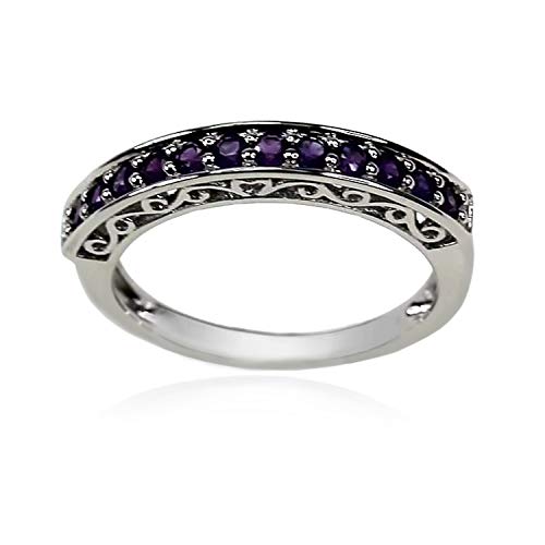 925 Sterling Silver African Amethyst Band Ring