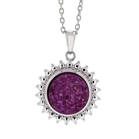 925 Sterling Silver Pink Drusy Pendant