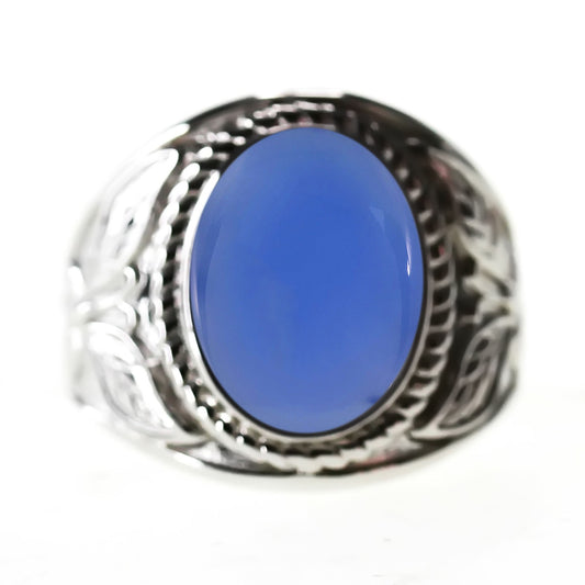 Blue Chalcedony Gemstone Silver Ring Anniversary Gift-Gift For Her