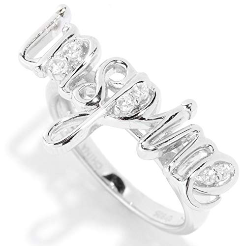 Pinctore Platinum o/Silver 0.15ctw White Natural Zircon 'Inspire' Ring, Size 7