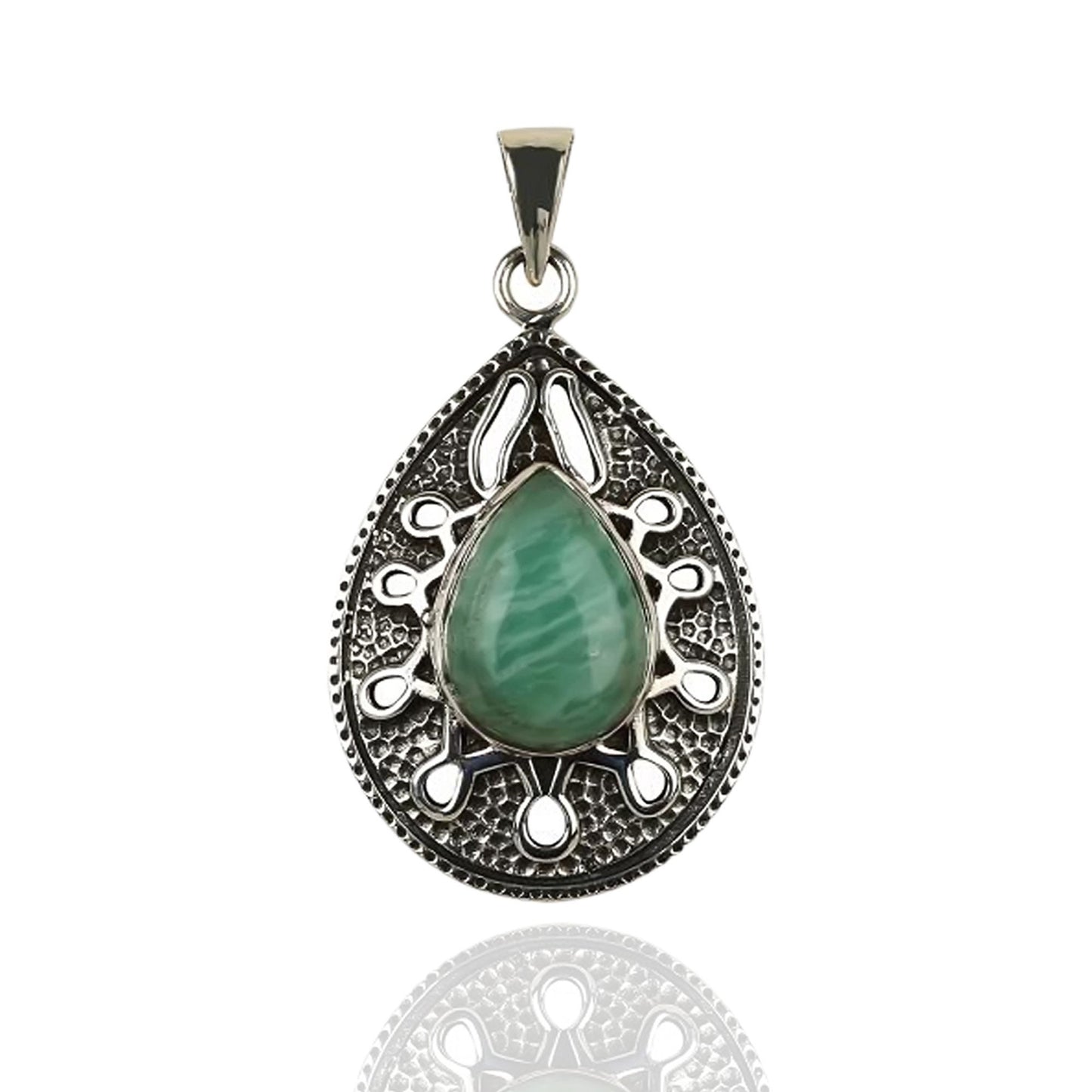 Sterling Silver Amazonite Gemstone Teardrop Pendants