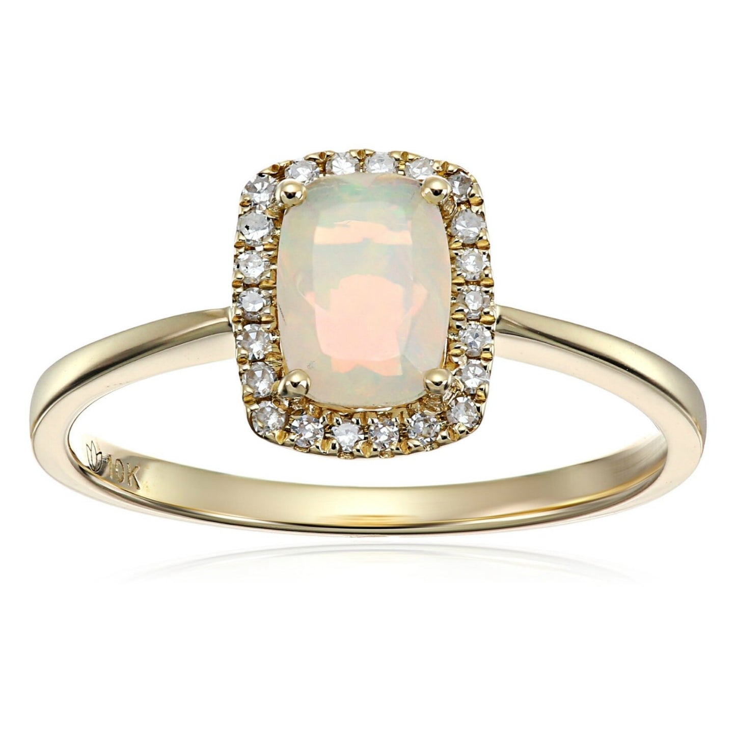 14Kt Yellow Gold Ethiopian Opal and Diamond Ring