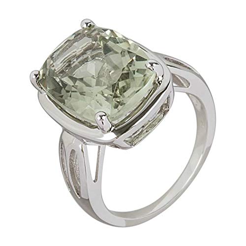 925 Sterling Silver Green Amethyst Solitaire Ring