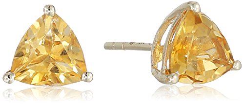10k Yellow Gold Citrine Trillion Stud Earrings