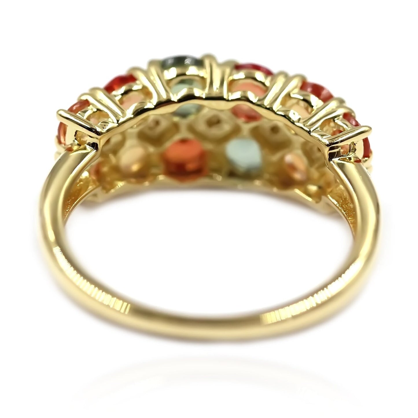 Yellow Gold Over Sterling Silver Multi Sapphire and White Natural Zircon Band Rings