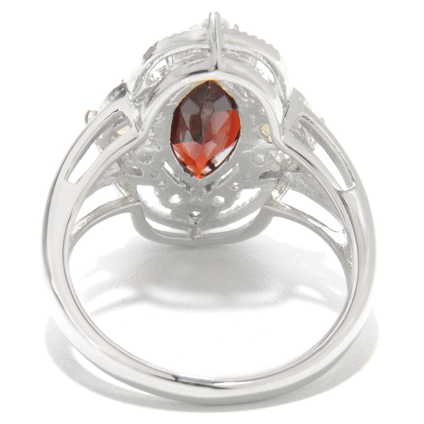 Pinctore Sterling Silver 2.86ctw Red Garnet Solitaire w/Accent Ring, Size 7