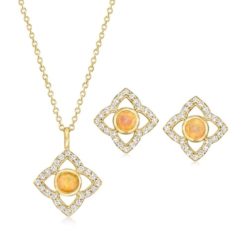 18k Yellow Gold Plated Over Sterling Silver Multi Gemstone Pendant And Earrings Jewelry Sets