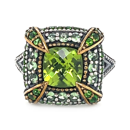 925 Sterling Silver Peridot Gemstone Cocktail Ring