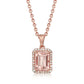 18k Rose Gold Plating Over Sterling Silver, Morganite And Diamond Gemstone Pendants