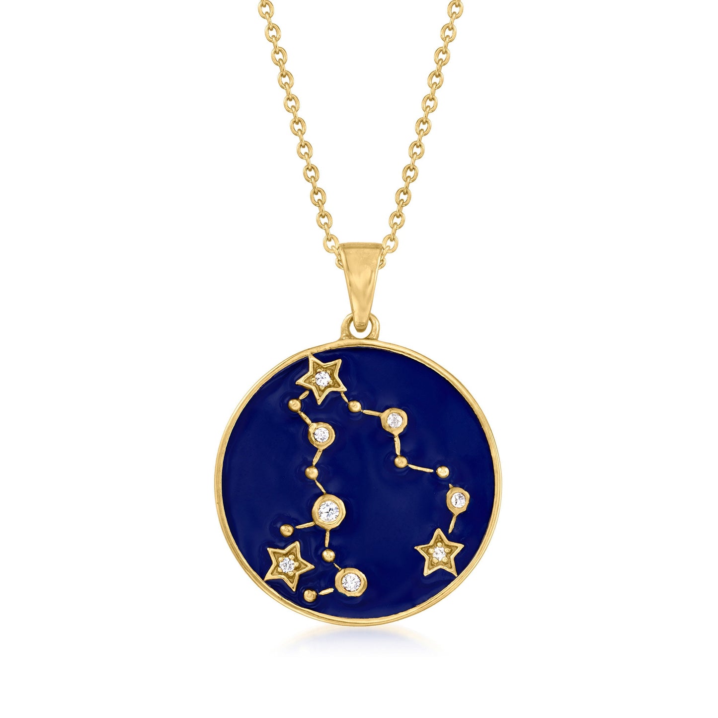 18k Yellow Gold Plating Over Sterling Silver, Zodiac Sign Necklace-Pendants