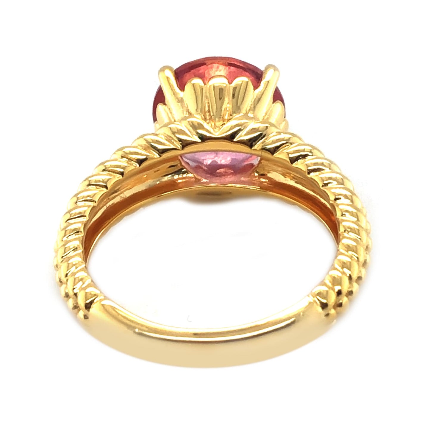 Yellow Gold Plated Over Sterling Silver Pink Topaz Gemstone Solitaire Rings