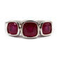 925 Sterling Silver Glass Filled Ruby 3-Stone Ring