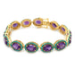 Yellow Gold Plated Over Sterling Silver African Amethyst And Sky Blue Topaz Gemstone Bracelets