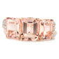 Rose Gold Plated Over Sterling Silver Morganite and White Natural Zircon Gemstone 3-Stone Ring