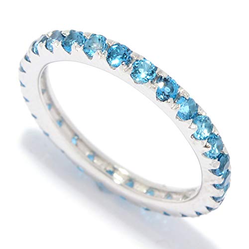 Pinctore Sterling Silver London Blue Topaz Band Ring