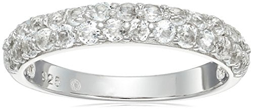 Sterling Silver White Topaz Round Stack Band Stackable Ring, Size 7