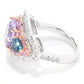 Pinctore 925 Sterling Silver Pink Amethyst And Multi Gemstone Ring