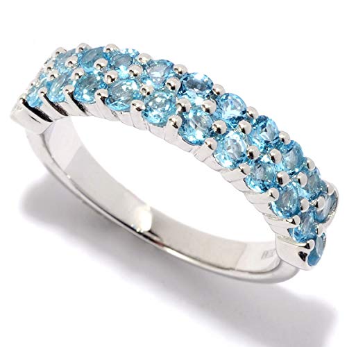 Rhodium Over Sterling Silver 1.26Ctw Swiss Blue Topaz Rings