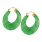 18k Yellow Plating Over Sterling Silver Dyed Green Jade Gemstone Dangle Earrings