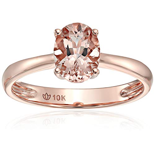 Pinctore 10k Rose Gold Morganite Oval Solitaire Engagement Ring, Size 7
