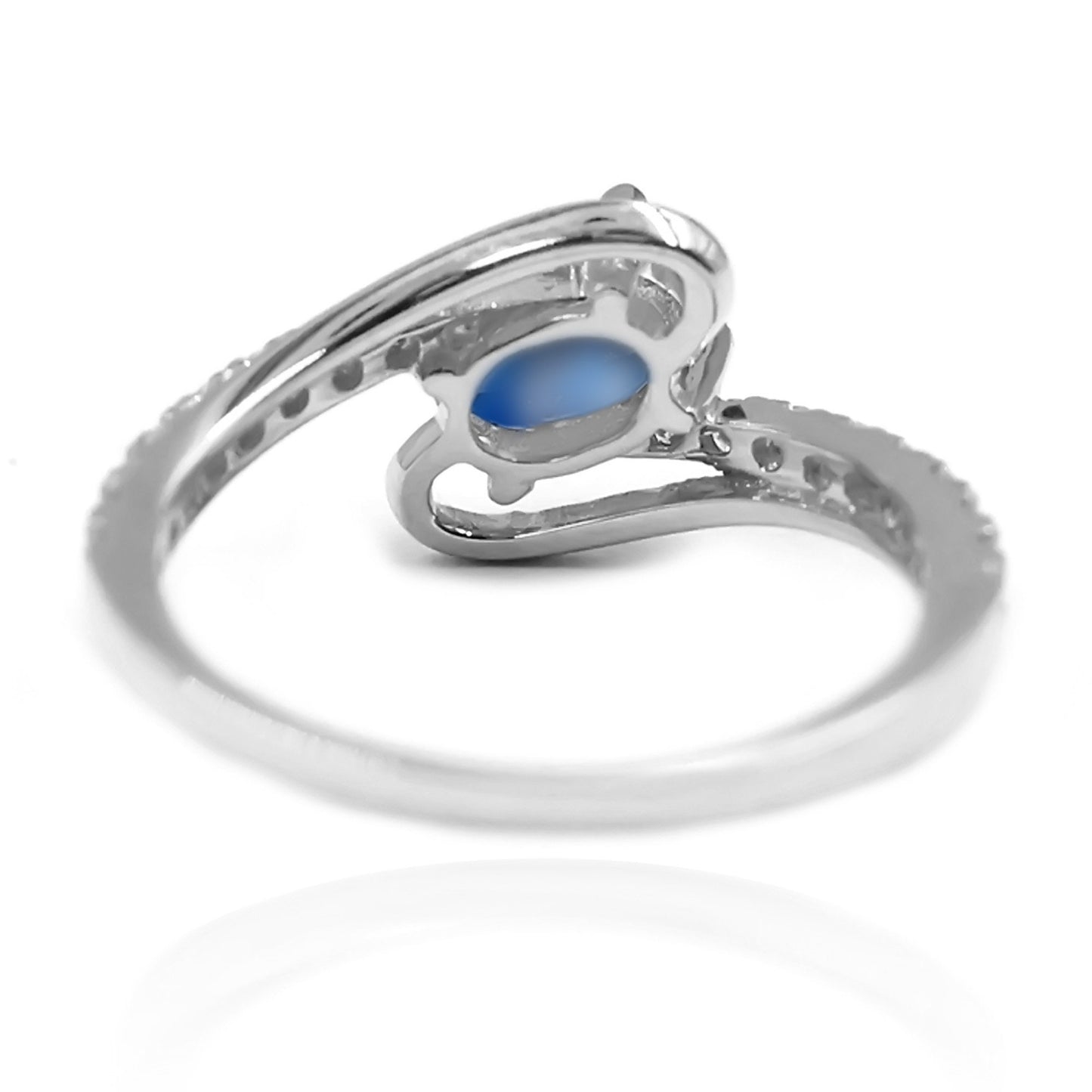 925 Sterling Silver Blue Sapphire, White Topaz Ring
