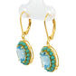 Yellow Gold Over Sterling Silver Sky Blue Topaz, Campitos Turquoise Gemstone Dangle Earrings