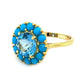 Yellow Gold Plated Over Sterling Silver Swiss Blue Topaz, Sleeping Beauty Turquoise Gemstone Cocktail Rings