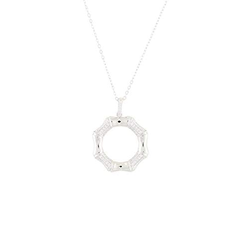 Pinctore Sterling Silver 0.15ctw White CZ 1.25'L Octagon Shaped Pendant with 18' Chain