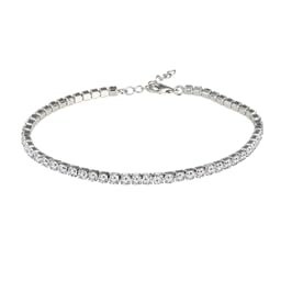 Pinctore Sterling Silver 1.75mm Round Black Spinel And White Cz Gemstone Tennis Bracelets