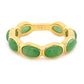 18k Yellow Gold Plated Over Sterling Silver Dyed Green Jade Gemstone Band Ring